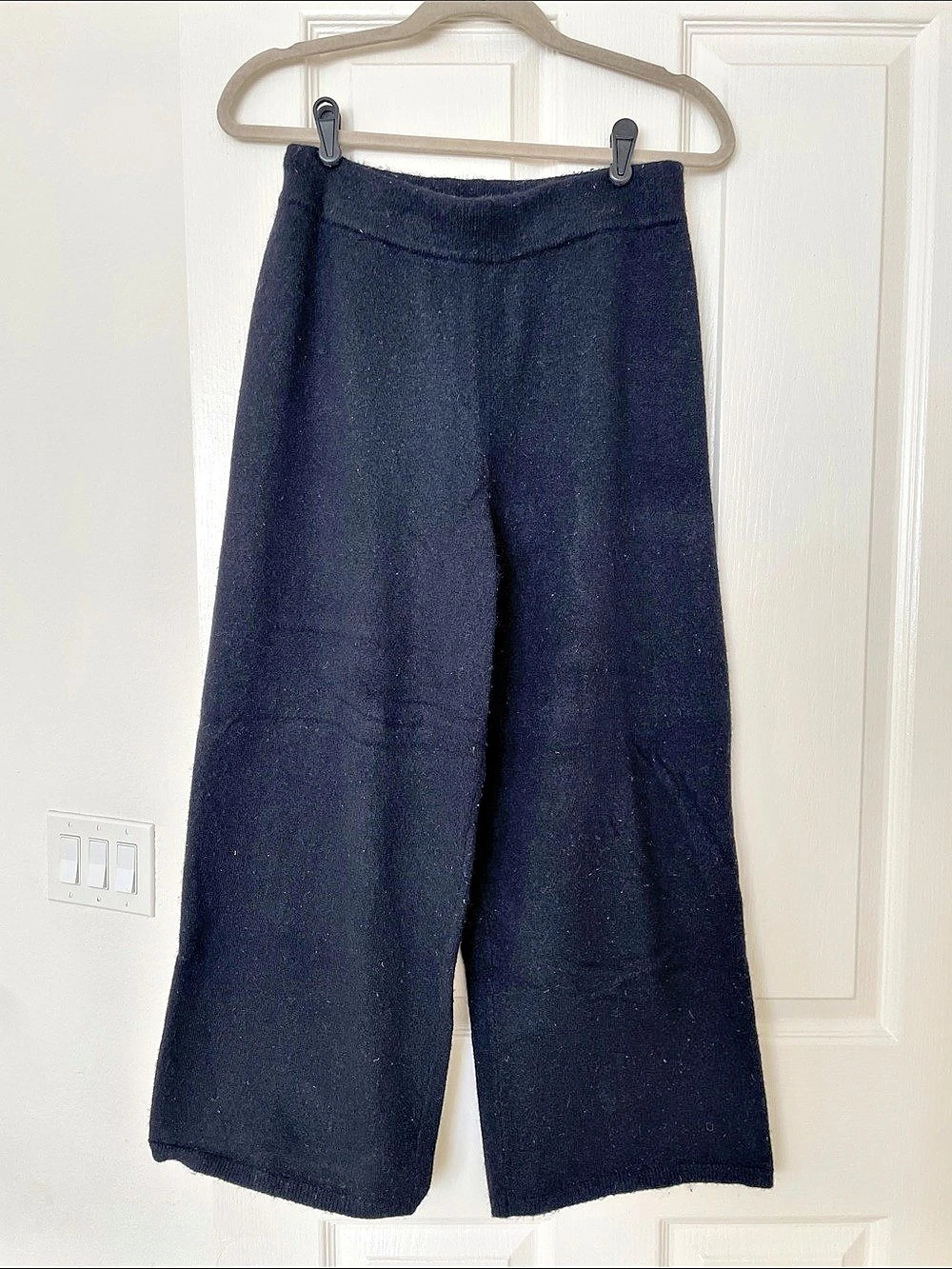 Jenni Kayne Wide Leg Marino Wool Pants in Black, Extra Small